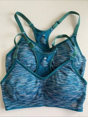 New Balance Women's Teal Space-Dye Racerback Sports Bra Set of 2
